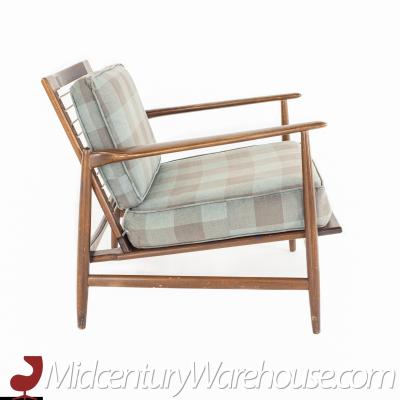 Ib Kofod Larsen Kofod Larsen for Selig Mid Century Walnut Lounge Chairs A Pair