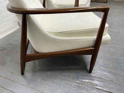 Ib Kofod Larsen Pair Mid Century Modern Sculptural Lounge Chairs style of IB Kofod Larsen