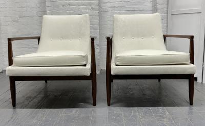 Ib Kofod Larsen Pair Mid Century Modern Sculptural Lounge Chairs style of IB Kofod Larsen