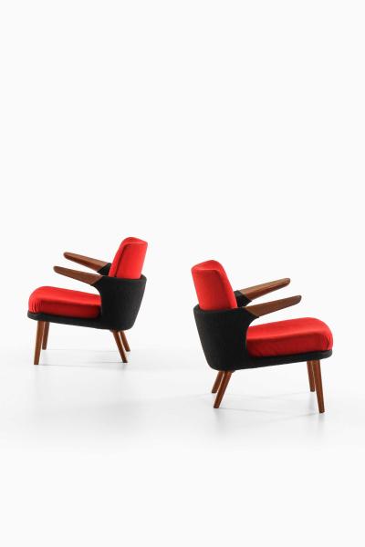 Ib Kofod Larsen Pair of Easy Chairs Model 423 in Teak Wool by Ib Kofod Larsen 1954