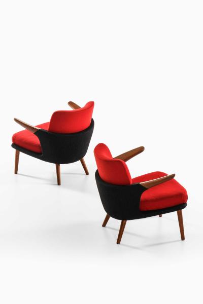 Ib Kofod Larsen Pair of Easy Chairs Model 423 in Teak Wool by Ib Kofod Larsen 1954
