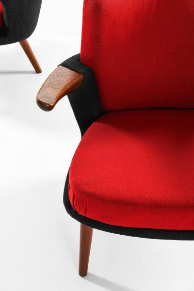 Ib Kofod Larsen Pair of Easy Chairs Model 423 in Teak Wool by Ib Kofod Larsen 1954