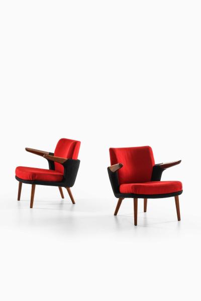 Ib Kofod Larsen Pair of Easy Chairs Model 423 in Teak Wool by Ib Kofod Larsen 1954