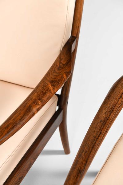 Ib Kofod Larsen Pair of Sams Easy Chairs in Rosewood Leather by Ib Kofod Larsen 1950s