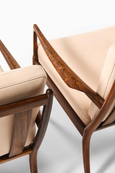 Ib Kofod Larsen Pair of Sams Easy Chairs in Rosewood Leather by Ib Kofod Larsen 1950s