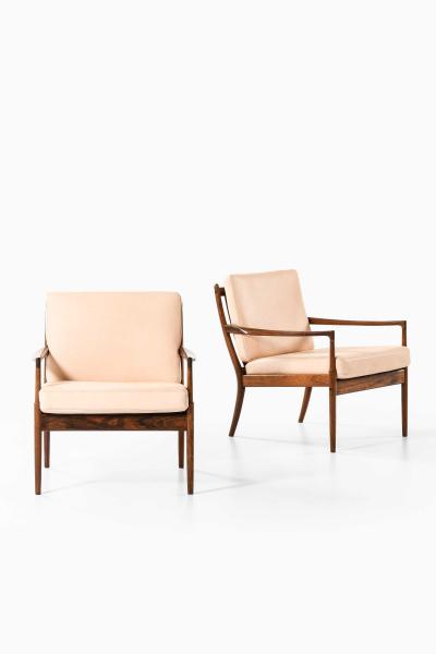 Ib Kofod Larsen Pair of Sams Easy Chairs in Rosewood Leather by Ib Kofod Larsen 1950s