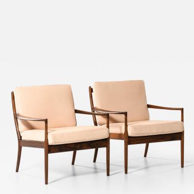Ib Kofod Larsen Pair of Sams Easy Chairs in Rosewood Leather by Ib Kofod Larsen 1950s