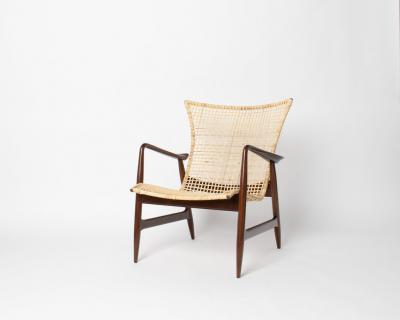 Ib Kofod Larsen Rare Ib Kofod Larsen Lounge Chair in Cane