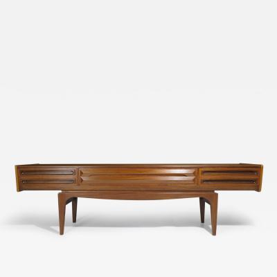 Ib Kofod Larsen Rare Scandinavian Low Teak Sideboard Media Credenza on Sculptural Legs