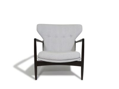 Ib Kofod Larsen Restored IB Kofod Larsen Highback Lounge Chair and Ottoman in New Fabric