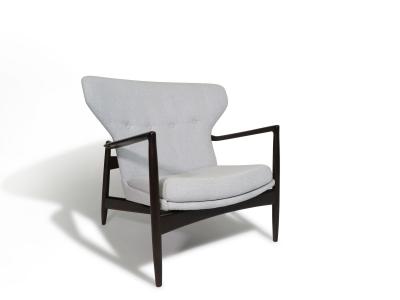 Ib Kofod Larsen Restored IB Kofod Larsen Highback Lounge Chair and Ottoman in New Fabric