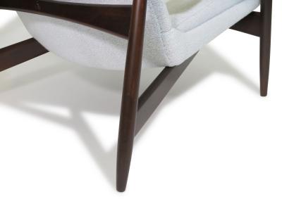 Ib Kofod Larsen Restored IB Kofod Larsen Highback Lounge Chair and Ottoman in New Fabric