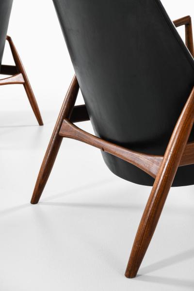 Ib Kofod Larsen S len Easy Chairs in Leather and Teak by Ib Kofod Larsen 1950s