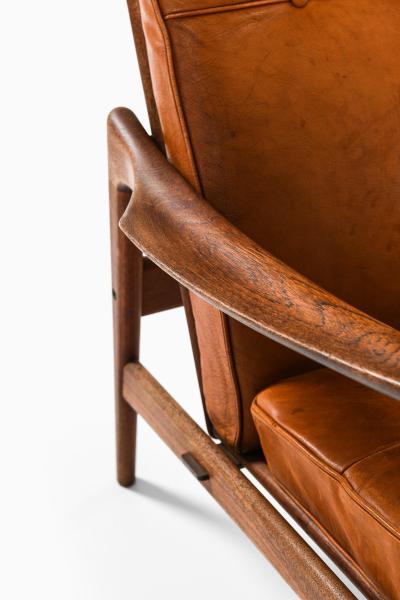 Ib Kofod Larsen Set of 2 Easy Chairs in Leather and Teak by Ib Kofod Larsen 1950s