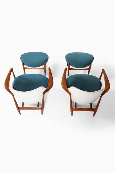 Ib Kofod Larsen Set of Easy Chairs in Wool and Teak by Ib Kofod Larsen 1956