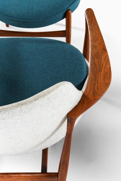 Ib Kofod Larsen Set of Easy Chairs in Wool and Teak by Ib Kofod Larsen 1956