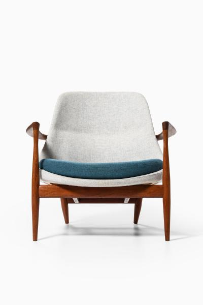 Ib Kofod Larsen Set of Easy Chairs in Wool and Teak by Ib Kofod Larsen 1956