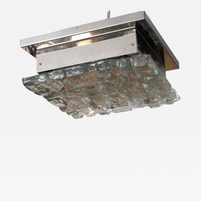 Ice Glass and Chrome Square Flush Mount Ceiling Light
