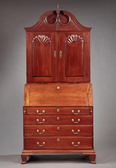 Ichabod Cole Rare and Important Two Shell Secretary Signed by Ichabod Cole