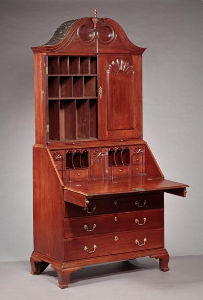 Ichabod Cole Rare and Important Two Shell Secretary Signed by Ichabod Cole