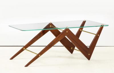 Ico Luisa Parisi Italian Mahogany and Glass Coffee Table Attributed to Ico Luisa Parisi