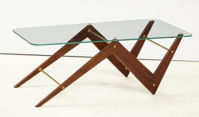 Ico Luisa Parisi Italian Mahogany and Glass Coffee Table Attributed to Ico Luisa Parisi