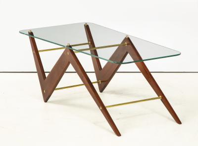 Ico Luisa Parisi Italian Mahogany and Glass Coffee Table Attributed to Ico Luisa Parisi