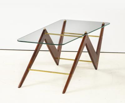 Ico Luisa Parisi Italian Mahogany and Glass Coffee Table Attributed to Ico Luisa Parisi