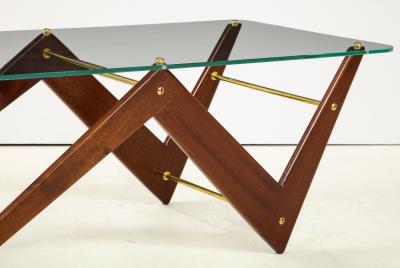 Ico Luisa Parisi Italian Mahogany and Glass Coffee Table Attributed to Ico Luisa Parisi