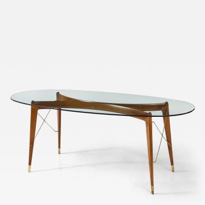 Ico Parisi 1950s Ico Parisi Attributed Sculptural Cherrywood And Brass Dining Table