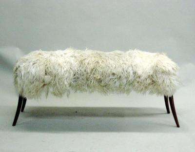 Ico Parisi Hand Carved Italian Goat Skin Bench in the Manner of Ico Parisi