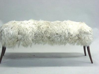 Ico Parisi Hand Carved Italian Goat Skin Bench in the Manner of Ico Parisi