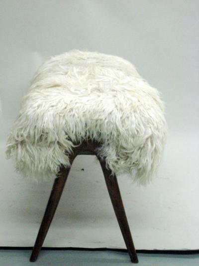 Ico Parisi Hand Carved Italian Goat Skin Bench in the Manner of Ico Parisi