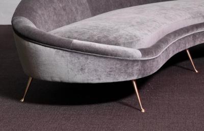 Ico Parisi Huge Italian Velvet Sofa in the Manner of Ico Parisi