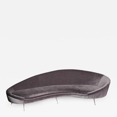 Ico Parisi Huge Italian Velvet Sofa in the Manner of Ico Parisi