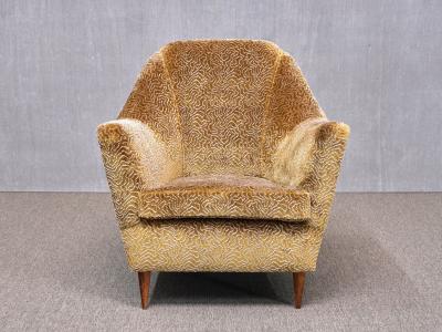 Ico Parisi Ico Parisi Attributed Armchair in Bronze Patterned Velvet Italy 1950s