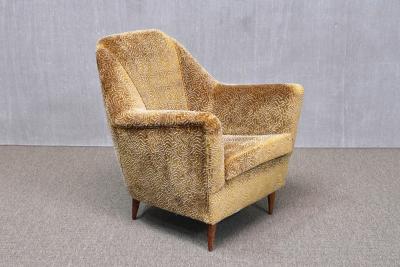 Ico Parisi Ico Parisi Attributed Armchair in Bronze Patterned Velvet Italy 1950s