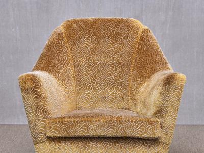 Ico Parisi Ico Parisi Attributed Armchair in Bronze Patterned Velvet Italy 1950s