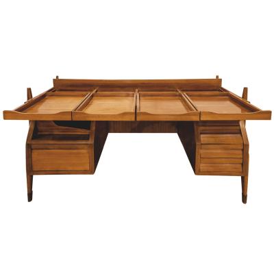 Ico Parisi Ico Parisi Attributed Sculptural Desk With Glass Top 1950s