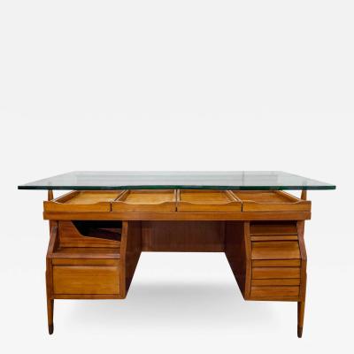 Ico Parisi Ico Parisi Attributed Sculptural Desk With Glass Top 1950s