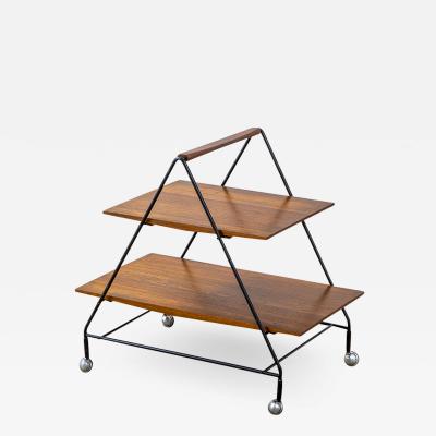 Ico Parisi Ico Parisi Bar Cart in Wood and Metal with Two Trays for MiIM 60s