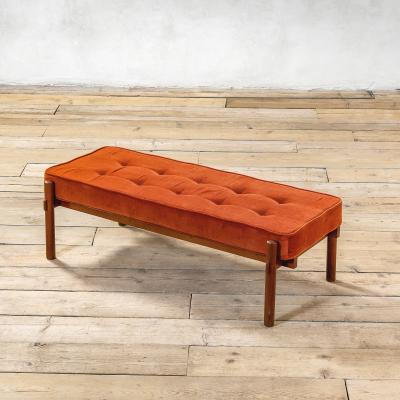 Ico Parisi Ico Parisi Bench with wooden structure and fabric seating red 60s