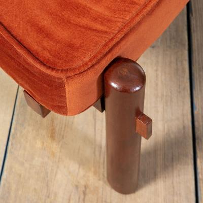 Ico Parisi Ico Parisi Bench with wooden structure and fabric seating red 60s
