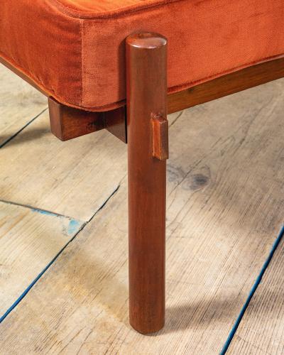 Ico Parisi Ico Parisi Bench with wooden structure and fabric seating red 60s