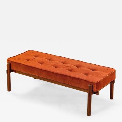 Ico Parisi Ico Parisi Bench with wooden structure and fabric seating red 60s