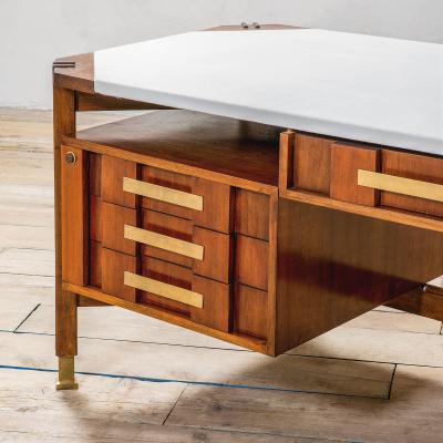 Ico Parisi Ico Parisi Big Desk in Wood with White Cloth covered Top 60s