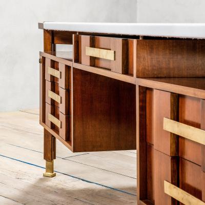 Ico Parisi Ico Parisi Big Desk in Wood with White Cloth covered Top 60s
