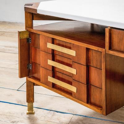 Ico Parisi Ico Parisi Big Desk in Wood with White Cloth covered Top 60s