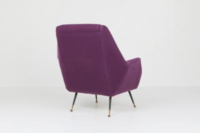 Ico Parisi Ico Parisi Easy Chairs with Purple Upholstery 1950s