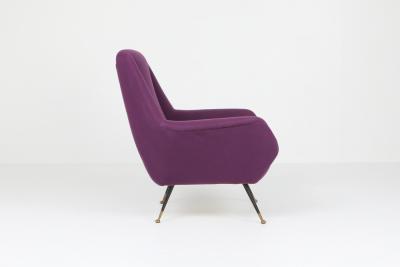 Ico Parisi Ico Parisi Easy Chairs with Purple Upholstery 1950s